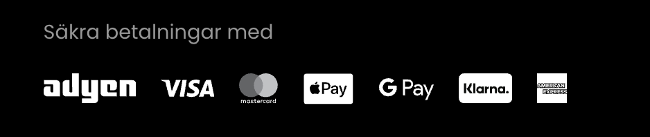 Säkra betalningar med Adyen, Visa, Mastercard, Apple Pay, Google Pay, Klarna och American Express